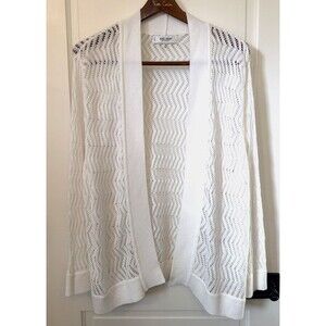 NWT Jones Studio Separates Open Front Cardigan 2X White Open Knit Waist Length